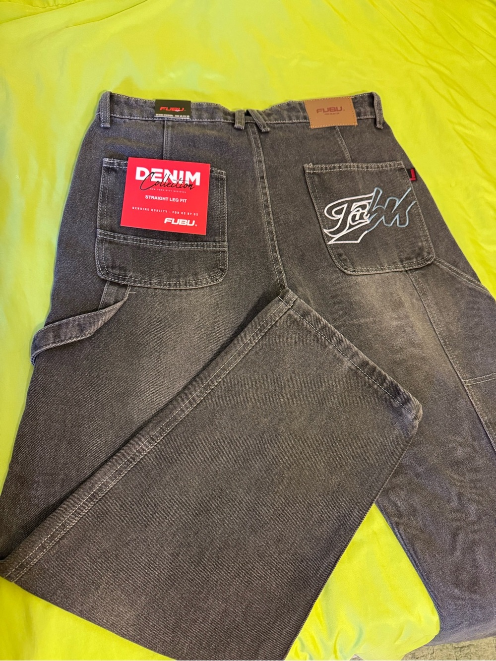 FUBU Men's  Straight Jeans with Back-Pocket Logo